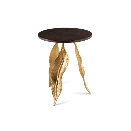 Steve Silver Verna Gold Leaf-shaped Metal Base Accent Table