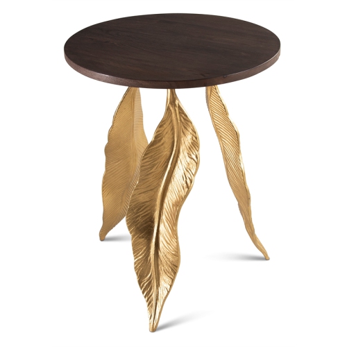 Steve Silver Verna Gold Leaf-shaped Metal Base Accent Table