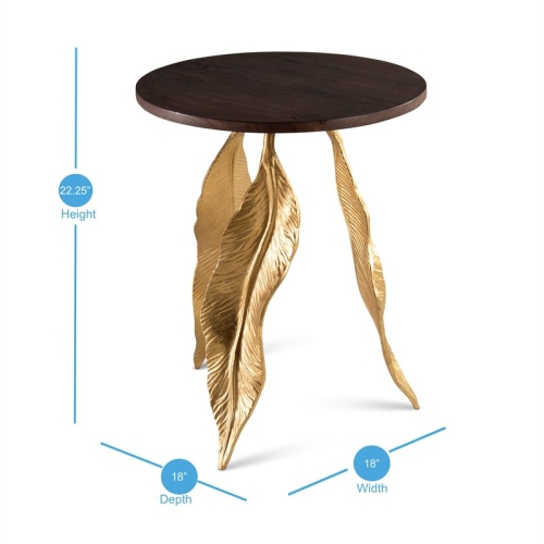 Steve Silver Verna Gold Leaf-shaped Metal Base Accent Table