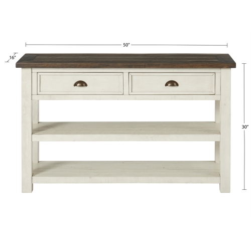 Martin Svensson Home Monterey 2 Drawer Sofa Console Table Cream White and Brown