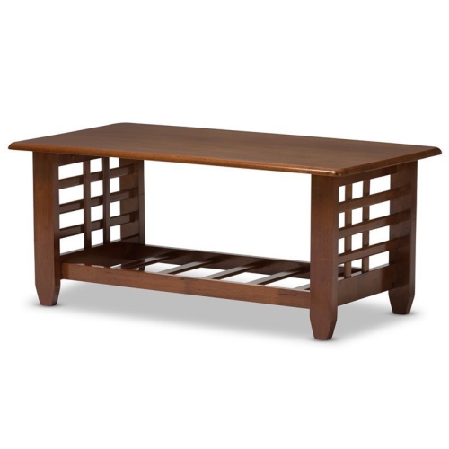 Bowery Hill Mission Style Hardwood Coffee Table in Cherry Brown Wood