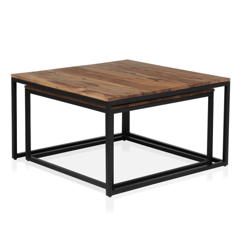 FURNITURE OF AMERICA  Druze Rustic Wood 2-Piece Coffee Table Set In Natural Oak