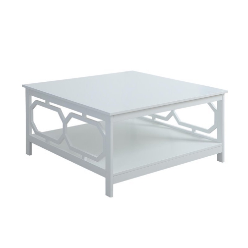 Convenience Concepts Omega Square 36" Coffee Table in White Wood Finish