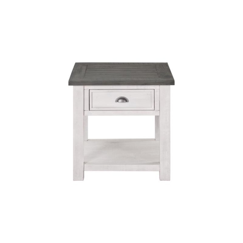 Martin Svensson Home Monterey Solid Wood End Table White and Grey
