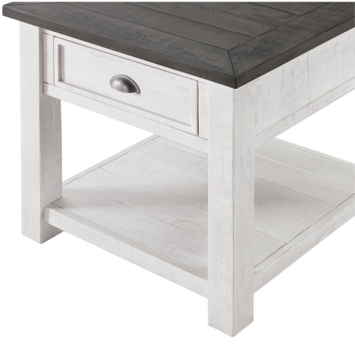 Martin Svensson Home Monterey Solid Wood End Table White and Grey