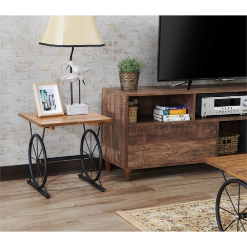 Furniture of America Davide Wood Wheel-Base End Table in Warm Oak