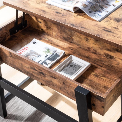 Furniture of America Kelli Modern Wood Lift-Top Console Table in Brown