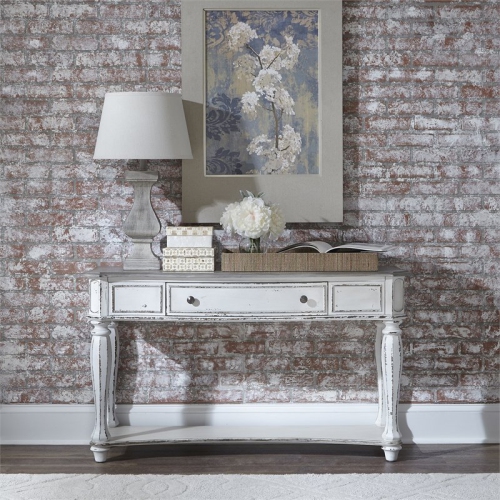 Pemberly Row Traditional Wood Sofa Table in White