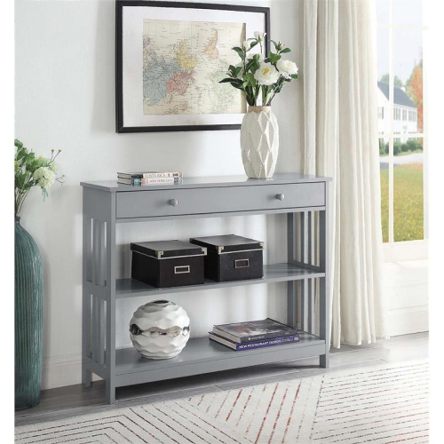 PEMBERLY ROW  Transitional Mission One-Drawer Console Table In Wood Finish In Gray