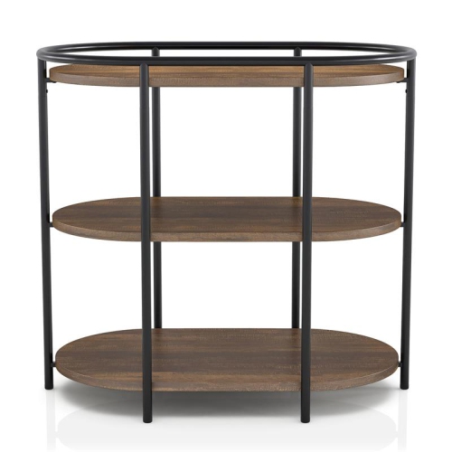 FURNITURE OF AMERICA  Preton Rustic Metal Side Table With USB In Matte Black