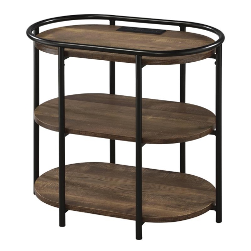 Furniture of America Preton Rustic Metal Side Table with USB in Matte Black