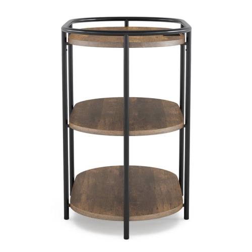 Furniture of America Preton Rustic Metal Side Table with USB in Matte Black