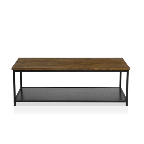Furniture of America Pris Wood 1-Shelf Coffee Table in Oak and Black