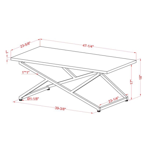 Furniture of America Mergo Wood Rectangular Coffee Table in Chrome and White