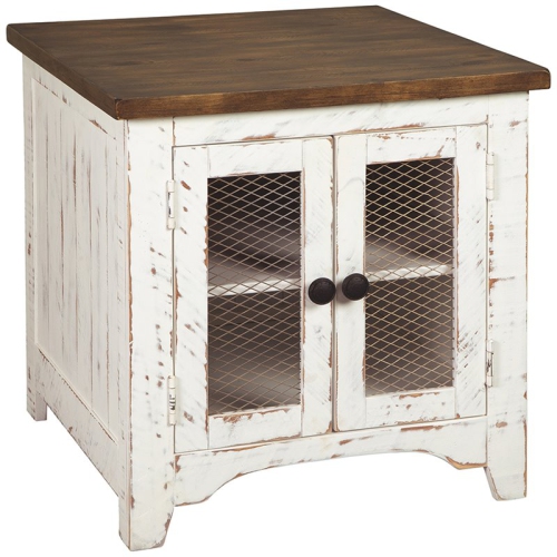 ASHLEY FURNITURE  " Wystfield 24"" Storage End Table In Vintage White"