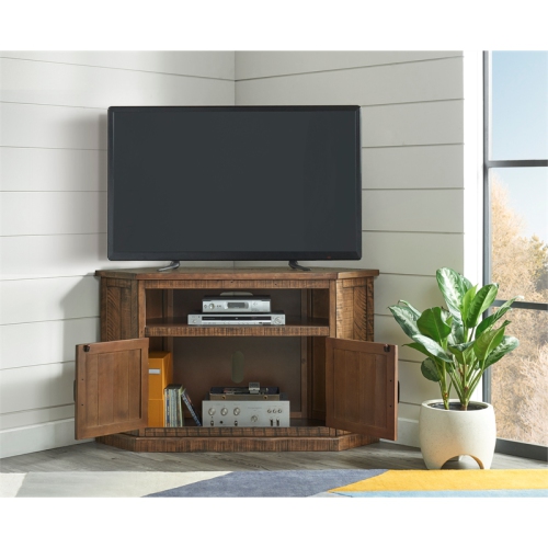 Martin Svensson Home Rustic Corner 50" Solid Wood TV Stand Natural Brown