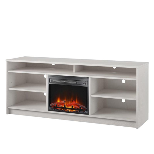 AMERIWOOD HOME  Hendrix 65" Tv Stand With Electric Fireplace Insert In Ivory Oak