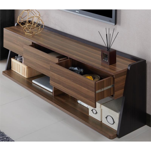 Furniture of America Taren Contemporary Wood 70-Inch TV Stand in Light Walnut