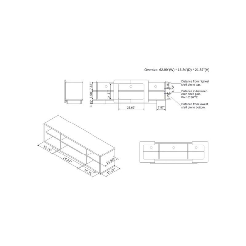 Furniture of America Norvell Wood Storage 62-Inch TV Stand in Brown Wenge
