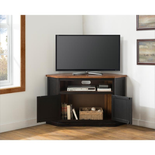 Martin Svensson Home Rustic Corner 50" Wood TV Stand Antique Black and Honey
