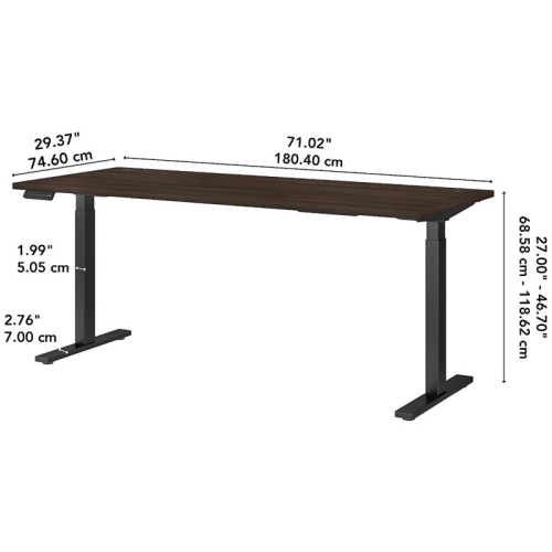 Move 60 Series 72W x 30D Adjustable Desk in Black Walnut - Engineered Wood