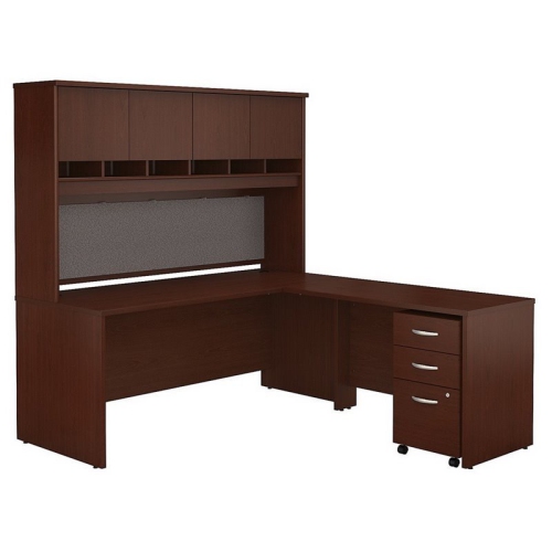 SCRANTON & CO  72" L Shaped Desk With Hutch In In Mahogany