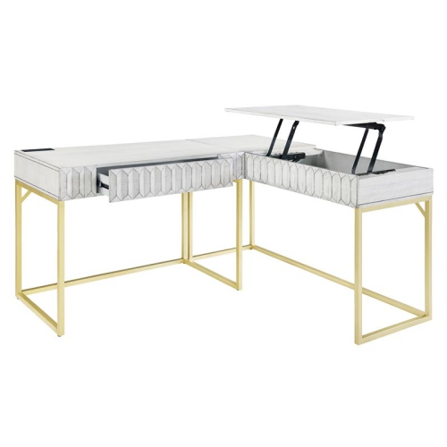 Furniture of America Giffore Wood 2-Piece Writing Desk Set in White