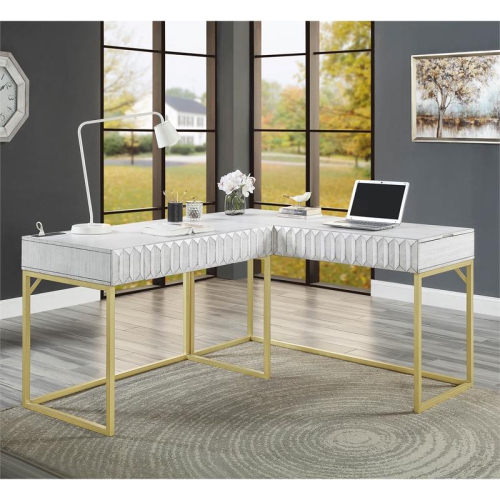 Furniture of America Giffore Wood 2-Piece Writing Desk Set in White