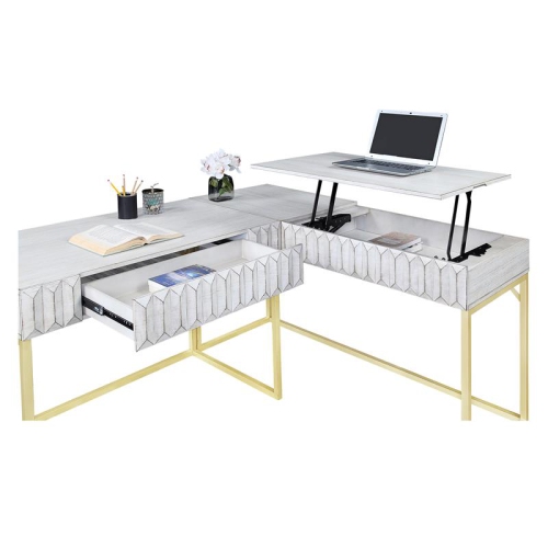 Furniture of America Giffore Wood 2-Piece Writing Desk Set in White