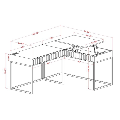 Furniture of America Giffore Wood 2-Piece Writing Desk Set in White