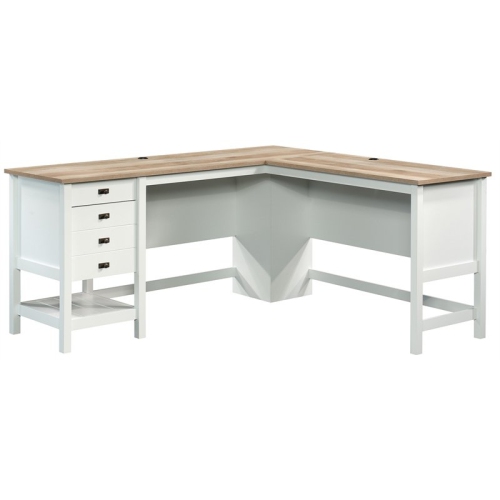 PEMBERLY ROW  Engineered Wood L-Shaped Home Office Desk In Soft In White