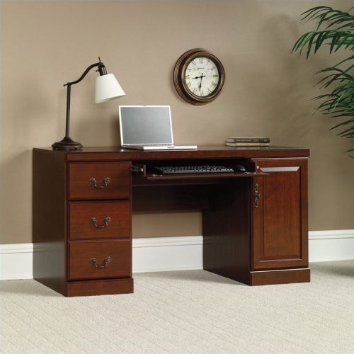 Pemberly Row Computer Credenza in Classic Cherry