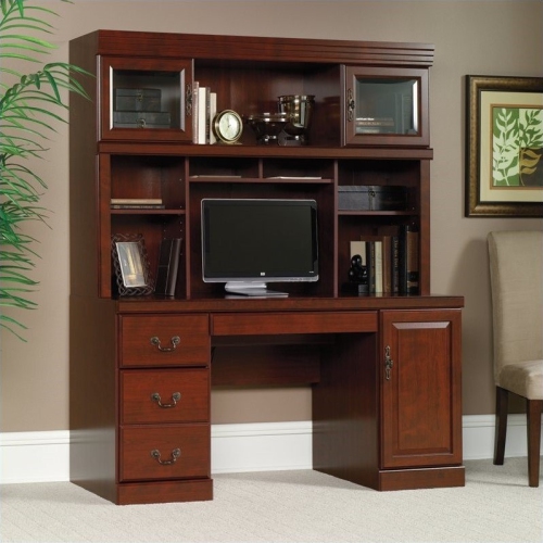 Pemberly Row Computer Credenza in Classic Cherry
