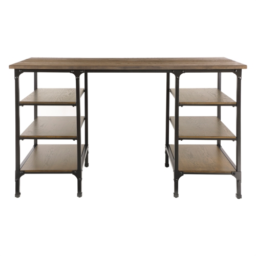 Lexicon Millwood Metal Counter Height Writing Desk in Brown and Black