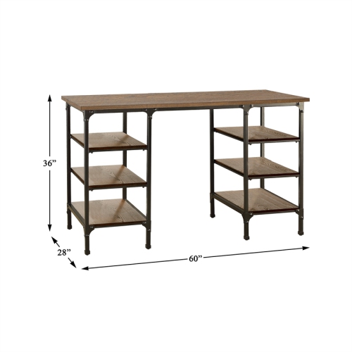 Lexicon Millwood Metal Counter Height Writing Desk in Brown and Black