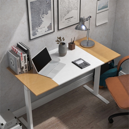 Furniture of America Quade Wood and Metal Height Adjustable Desk in White