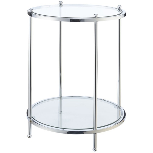 CONVENIENCE CONCEPTS  Royal Crest Two-Tier Round End Table In Clear Glass/ Chrome