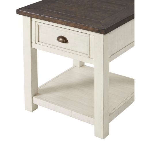Martin Svensson Home Monterey Wood 1 Drawer End Table Cream White and Brown