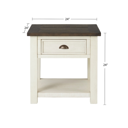 Martin Svensson Home Monterey Wood 1 Drawer End Table Cream White and Brown