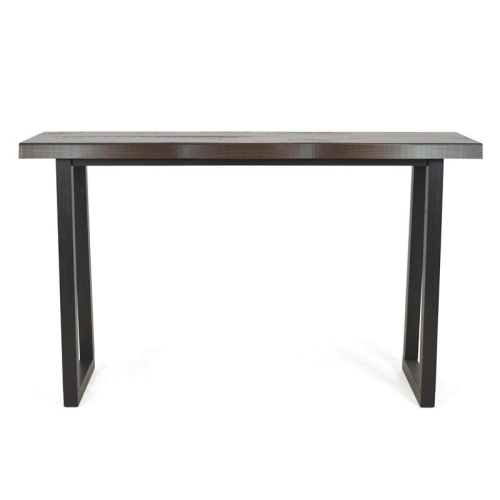 Pemberly Row Modern Cherry and Ebony Solid Wood Live Edge Sofa Bar Table
