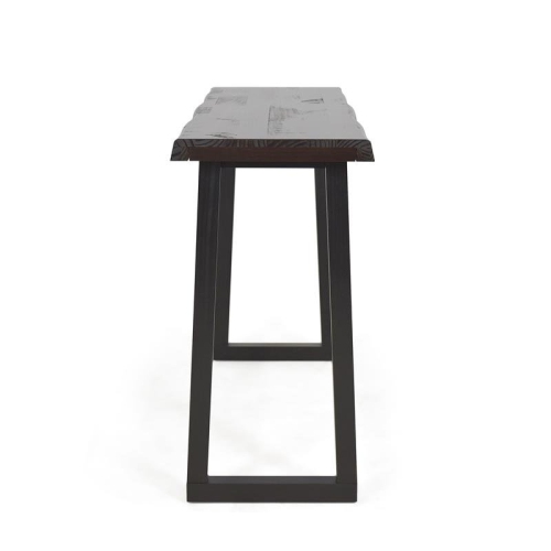 Pemberly Row Modern Cherry and Ebony Solid Wood Live Edge Sofa Bar Table