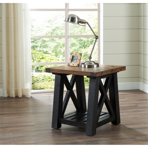 Martin Svensson Home Bolton Solid Wood End Table Black Stain and Natural