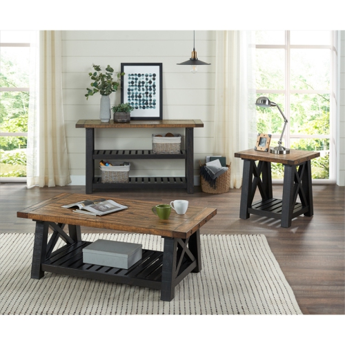 Martin Svensson Home Bolton Solid Wood End Table Black Stain and Natural