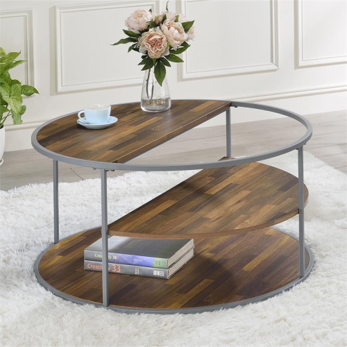 Furniture of America Marquesa Wood Round 2-Piece Coffee Table Set in Gray