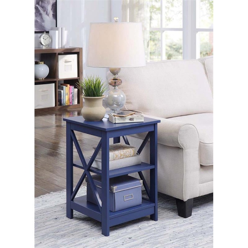 Convenience Concepts Oxford Square End Table in Blue Wood Finish
