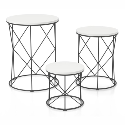 FURNITURE OF AMERICA  Nikova Contemporary Wood 3-Piece Nesting Tables In White