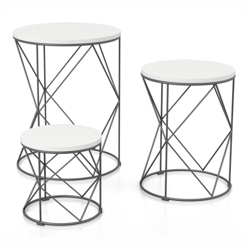 Furniture of America Nikova Contemporary Wood 3-Piece Nesting Tables in White