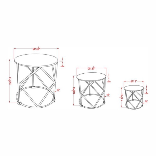 Furniture of America Nikova Contemporary Wood 3-Piece Nesting Tables in White