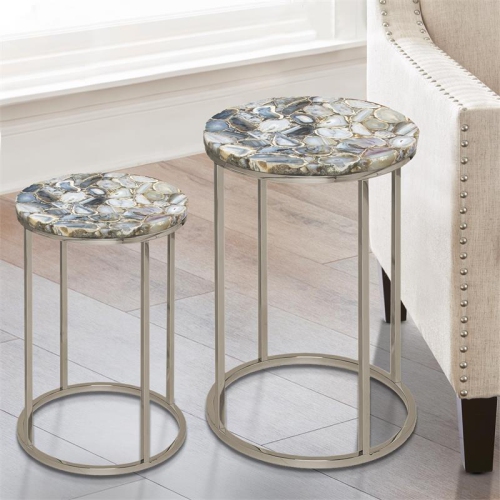 Onyx Nickel Agate Top Nesting Table