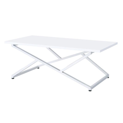 Furniture of America Mergo Contemporary Metal 2-Piece Coffee Table Set in White